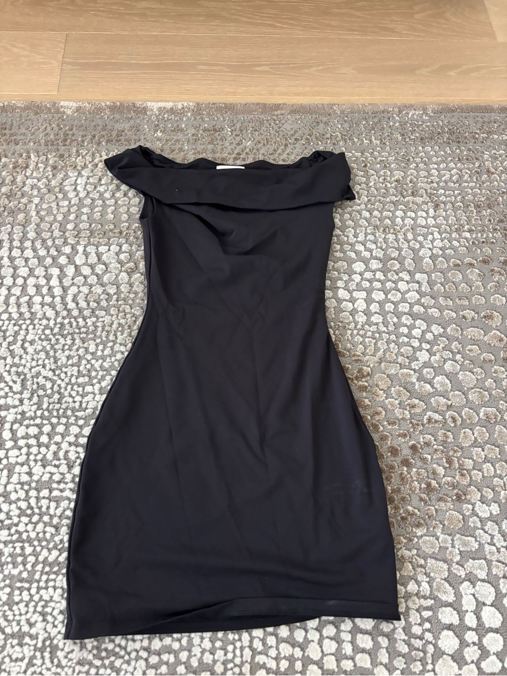 Aritzia Black Asymmetrical Off-Shoulder Bodycon Dress